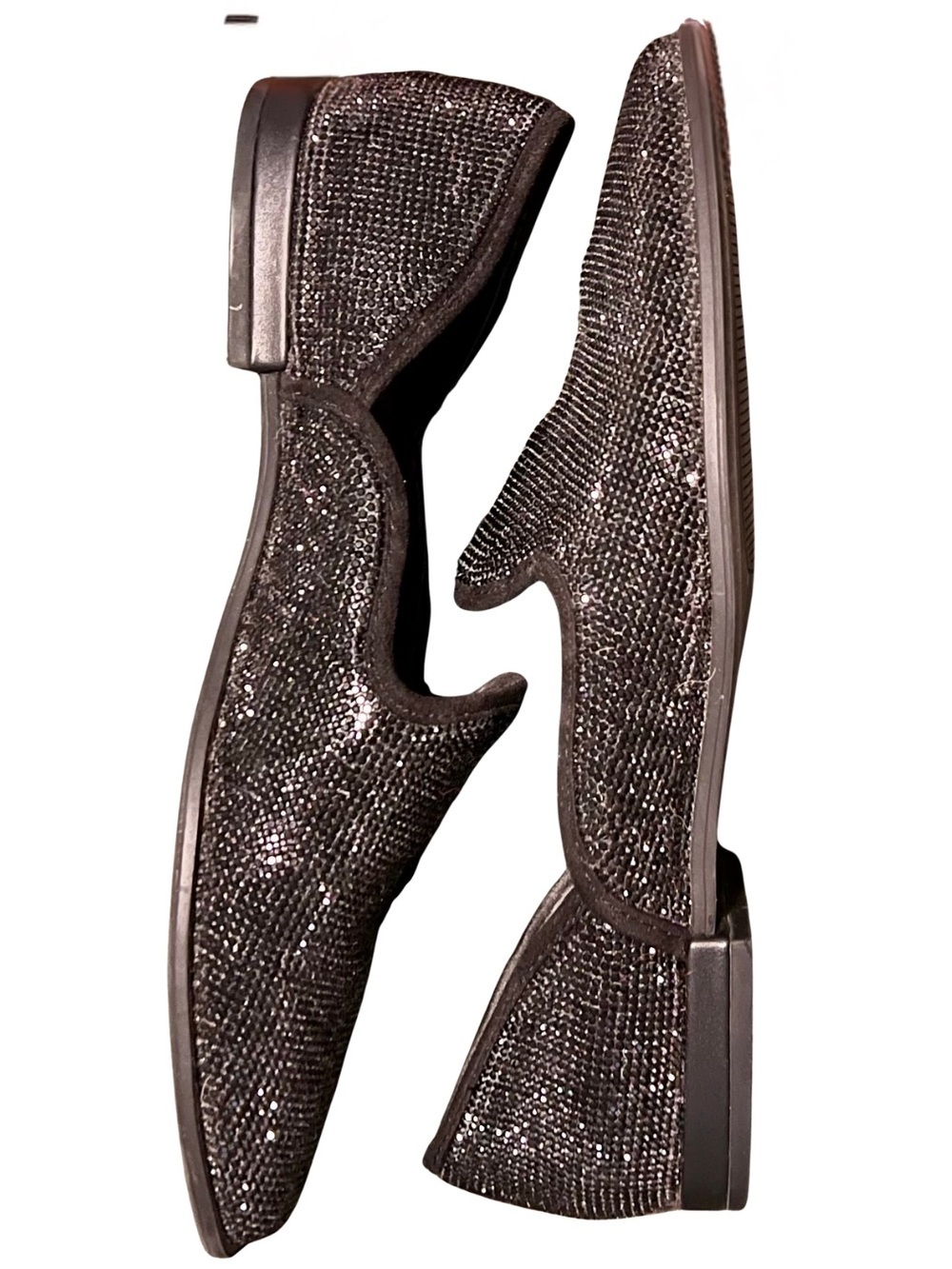 Chelsea & Violet Leone Black Crystal Rhinestone Loafers Size 9 - Picture 6 of 9